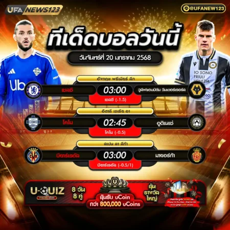ทีเด็ดบอล 20 มกราคม 2568