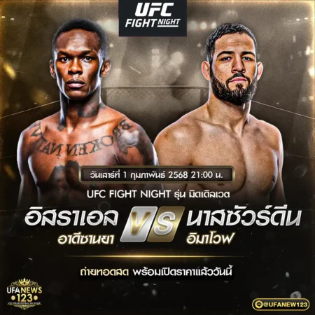 โปรแกรมมวย UFC FIGHT NIGHT 01 กุมภาพันธ์ 2568