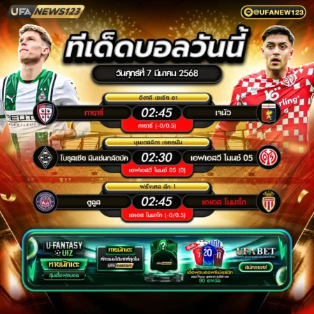ทีเด็ดบอล 07 มีนาคม 2568