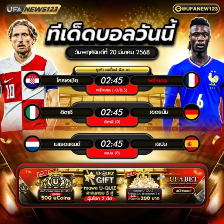 ทีเด็ดบอล 20 มีนาคม 2568