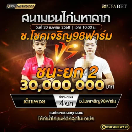 เทปไก่ชน เด็กเพชร VS ช.โชคเจริญ98ฟาร์ม 20 เมษายน 2568