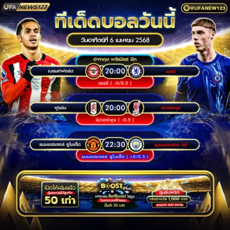 ทีเด็ดบอล 06 เมษายน 2568