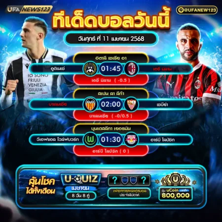 ทีเด็ดบอล 11 เมษายน 2568