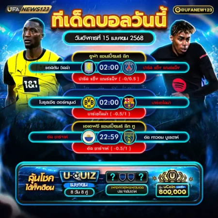 ทีเด็ดบอล 15 เมษายน 2568