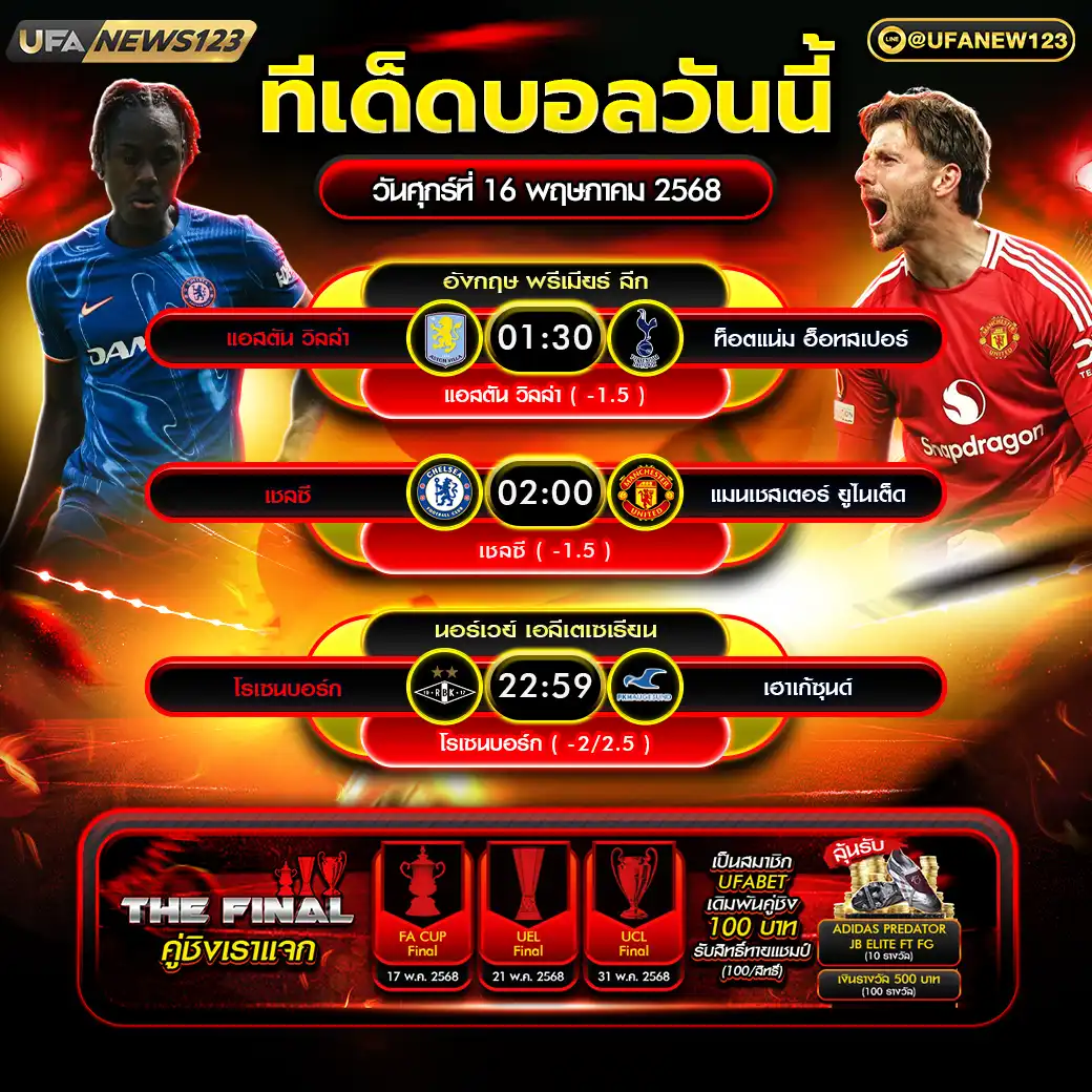 ทีเด็ดบอล แจกบอลสเต็ป 3 คู่ วันที่ 16 พฤษภาคม 2568