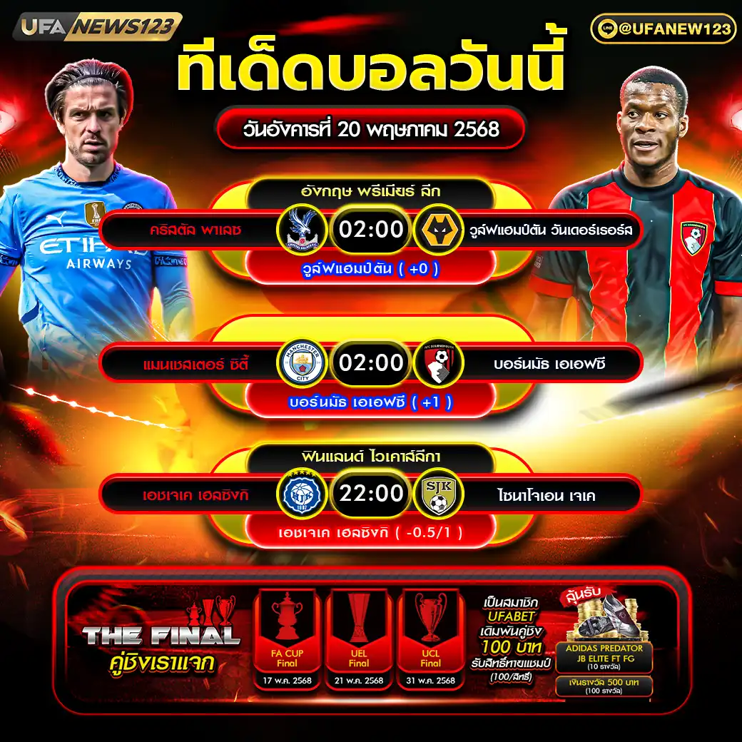 ทีเด็ดบอล แจกบอลสเต็ป 3 คู่ วันที่ 20 พฤษภาคม 2568