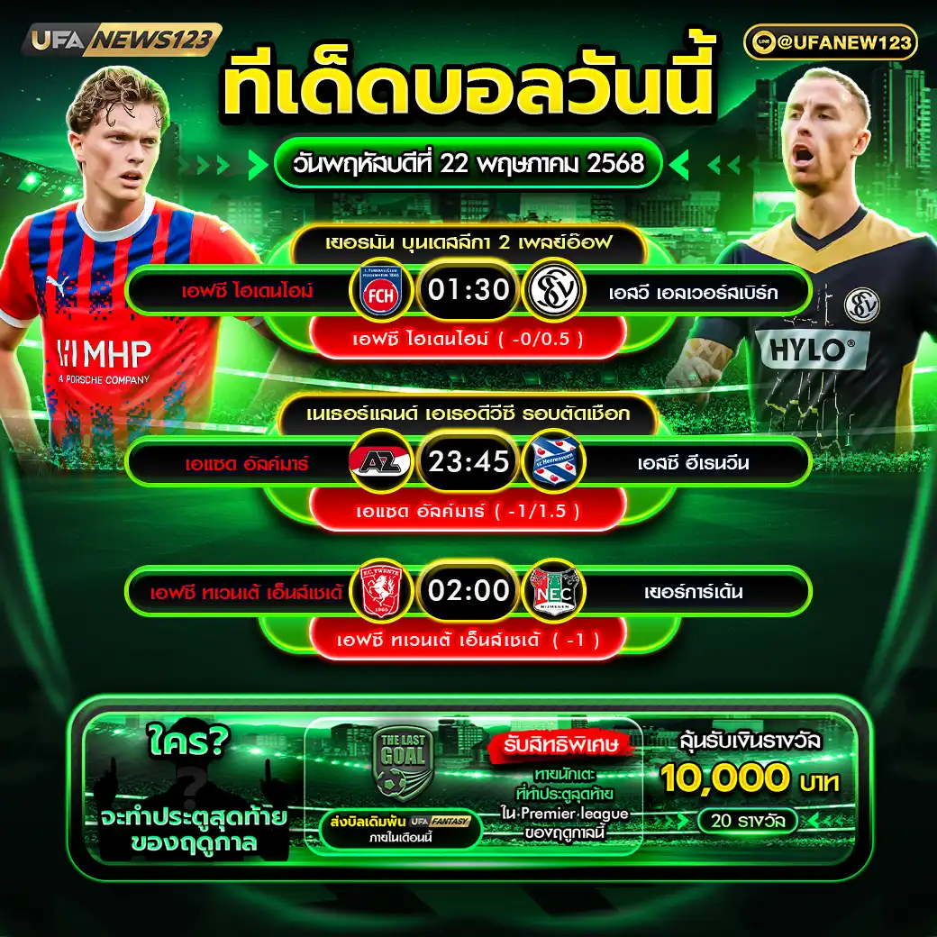 ทีเด็ดบอล แจกบอลสเต็ป 3 คู่ วันที่ 22 พฤษภาคม 2568