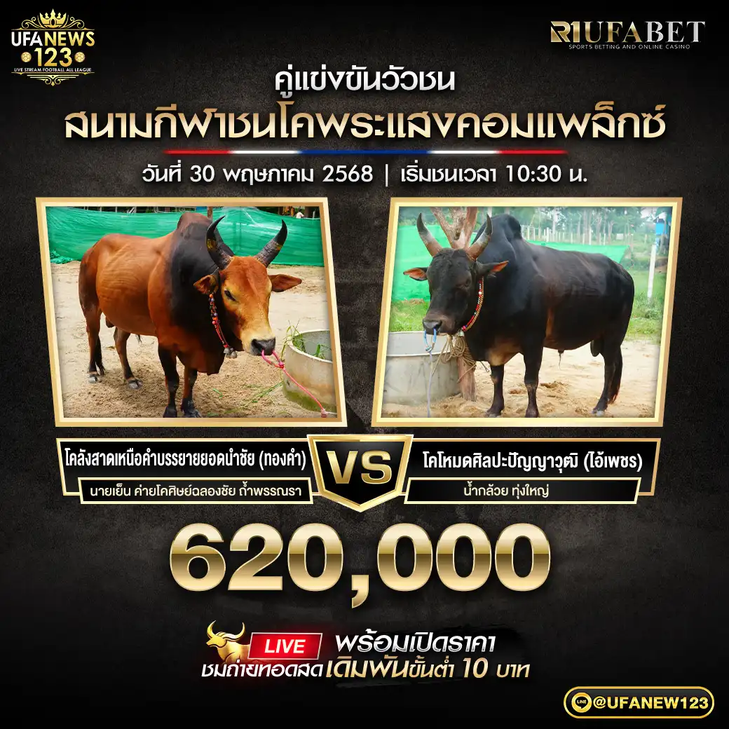โคลังสาดเหนือคำบรรยายยอดนำชัย (ทองคำ) VS โคโหนดศิลปะปัญญาวุฒิ (ไอ้เพชร) ชิงรางวัล 620,000 บาท 30 พฤษภาคม 2568
