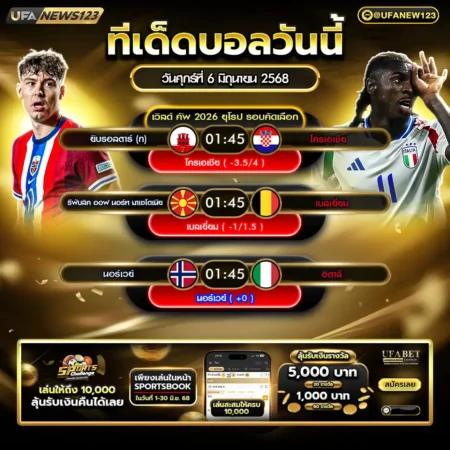 ทีเด็ดบอล 06 มิถุนายน 2568