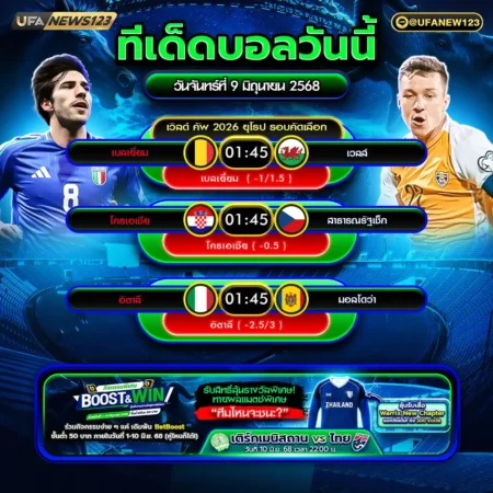 ทีเด็ดบอล 09 มิถุนายน 2568