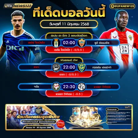 ทีเด็ดบอล 11 มิถุนายน 2568