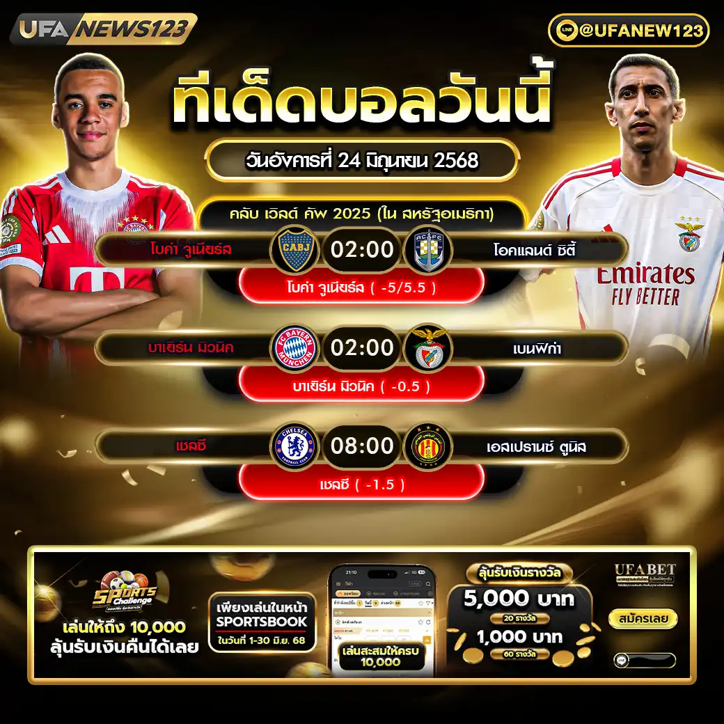 ทีเด็ดบอล แจกบอลสเต็ป 3 คู่ วันที่ 24 มิถุนายน 2568