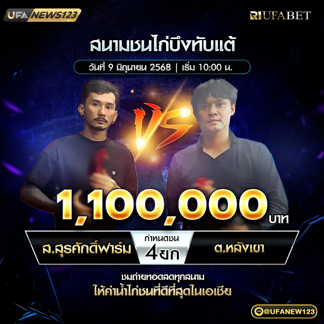 ส.สุรศักดิ์ฟาร์ม VS ต.หลังเขา ชน 4 ยก ชิงรางวัล 1,100,000 บาท 09 มิถุนายน 2568