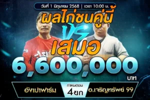 เทปไก่ชน อั่งเปาฟาร์ม VS อ.เจริญทรัพย์ 99 01 มิถุนายน 2568