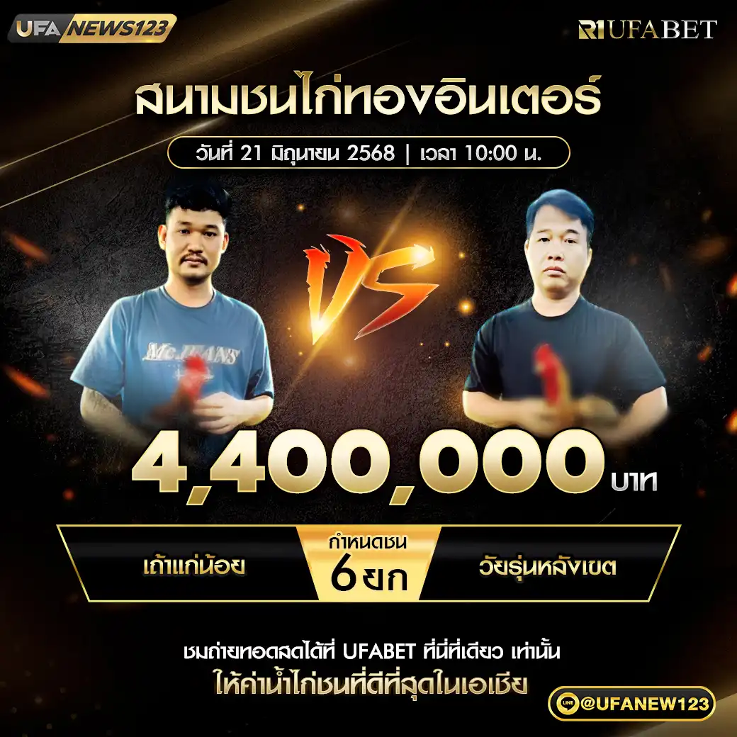 เถ้าแก่น้อย VS วัยรุ่นหลังเขต ชน 6 ยก ชิงรางวัล 4,400,000 บาท 21 มิถุนายน 2568