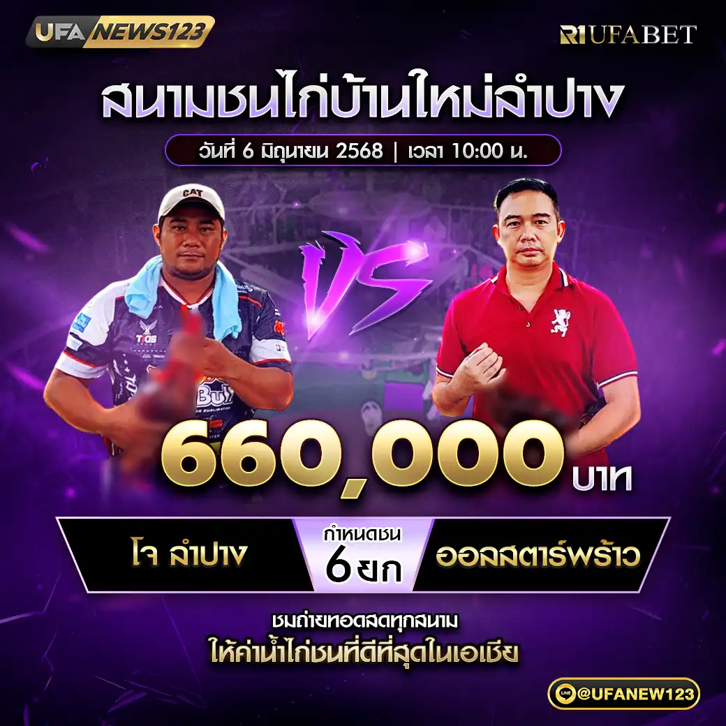 โจ ลำปาง VS ออลสตาร์พร้าว ชน 6 ยก ชิงรางวัล 660,000 บาท 06 มิถุนายน 2568