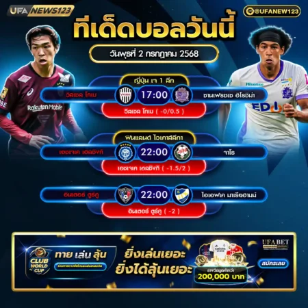 ทีเด็ดบอล 02 กรกฎาคม 2568