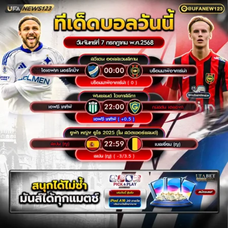 ทีเด็ดบอล 07 กรกฎาคม 2568