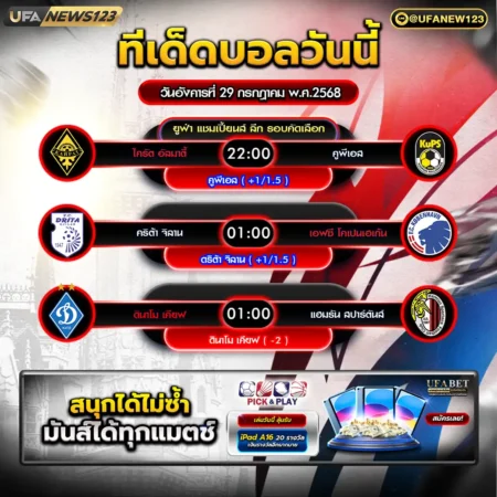 ทีเด็ดบอล 29 กรกฎาคม 2568