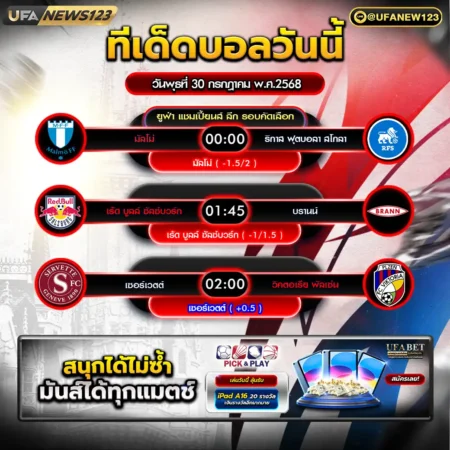 ทีเด็ดบอล 30 กรกฎาคม 2568