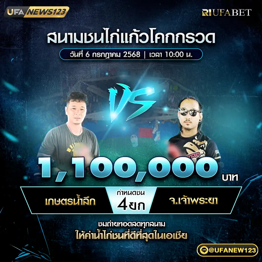 เกษตรน้ำลึก VS จ.เจ้าพระยา ชน 4 ยก ชิงรางวัล 1,100,000 บาท 06 กรกฎาคม 2568