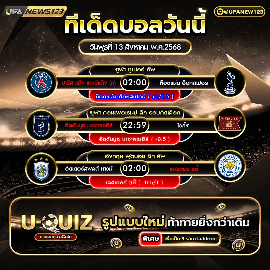 ทีเด็ดบอล แจกบอลสเต็ป 3 คู่ วันที่ 13 สิงหาคม 2568