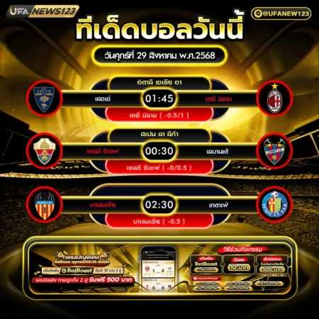 ทีเด็ดบอล 29 สิงหาคม 2568