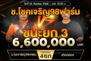 เทปไก่ชน ช.โชคเจริญ98ฟาร์ม VS เถ้าแก่น้อย 06 กันยายน 2568