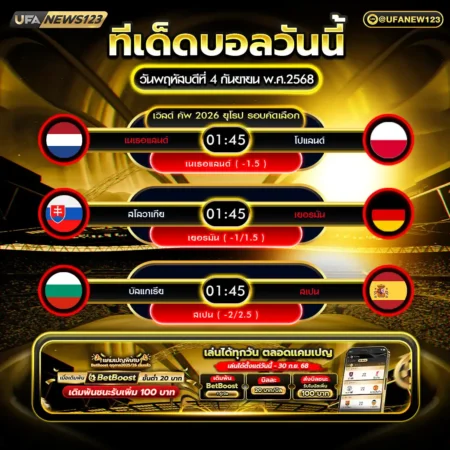 ทีเด็ดบอล 04 กันยายน 2568
