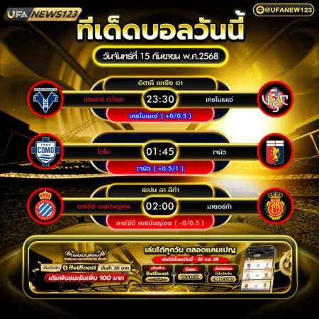 ทีเด็ดบอล 15 กันยายน 2568