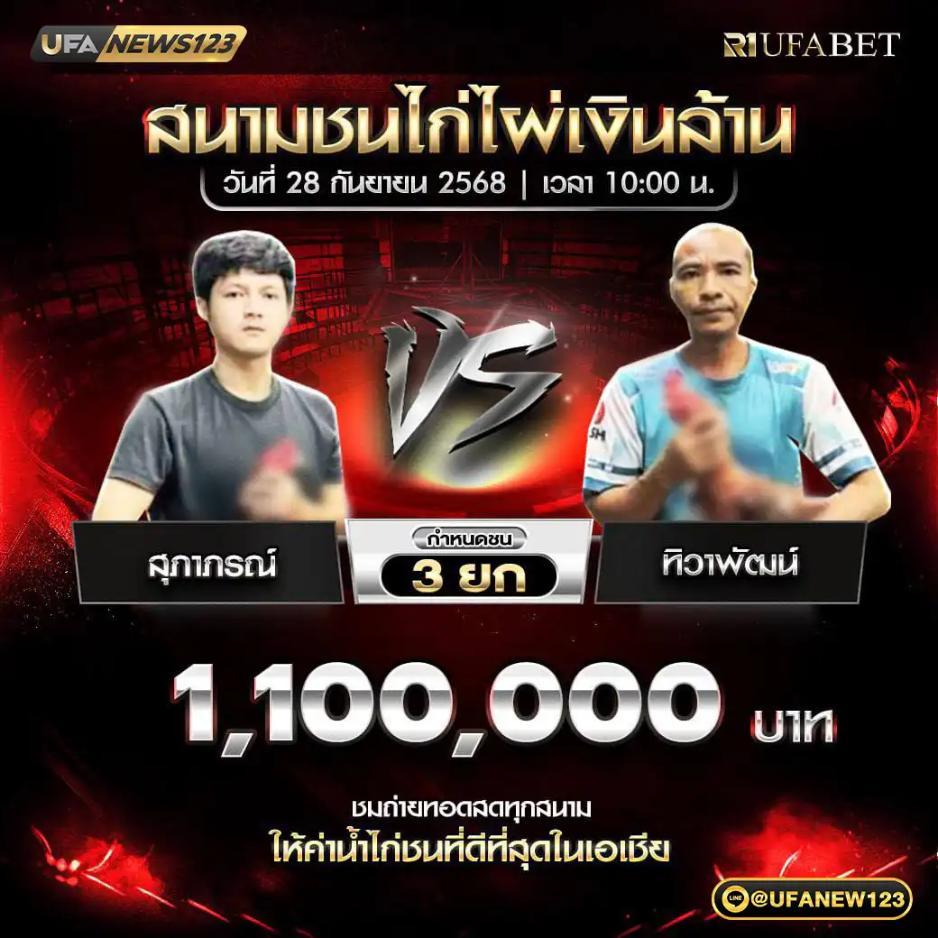 สุภาภรณ์ VS ทิวาพัฒน์ ชน 3 ยก ชิงรางวัล 1,100,000 บาท 28 กันยายน 2568
