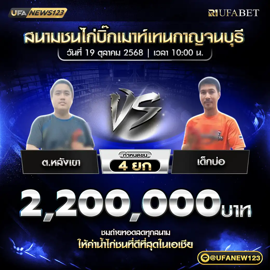 ต.หลังเขา VS เด็กบ่อ ชน 4 ยก ชิงรางวัล 2,200,000 บาท 19 ตุลาคม 2568