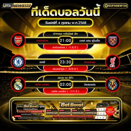 ทีเด็ดบอล 04 ตุลาคม 2568