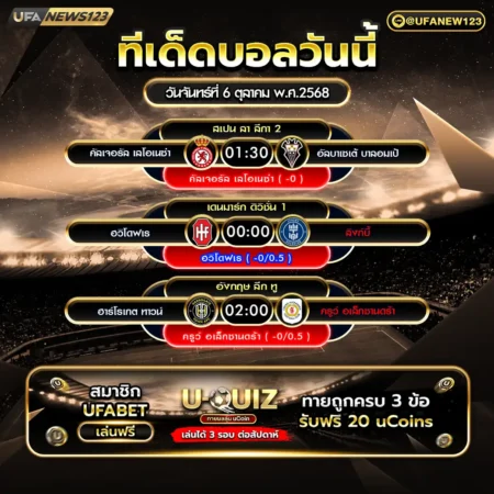 ทีเด็ดบอล 06 ตุลาคม 2568