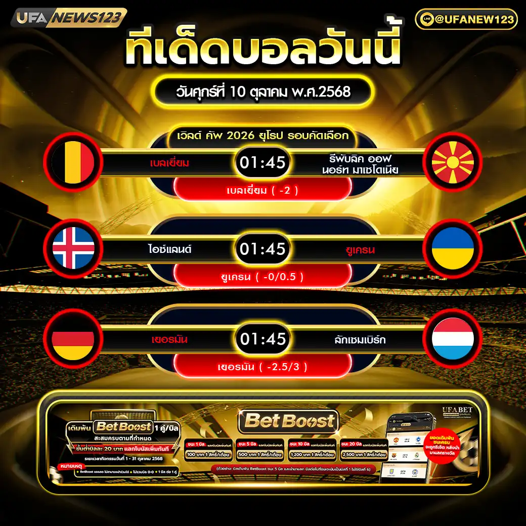 ทีเด็ดบอล แจกบอลสเต็ป 3 คู่ วันที่ 10 ตุลาคม 2568