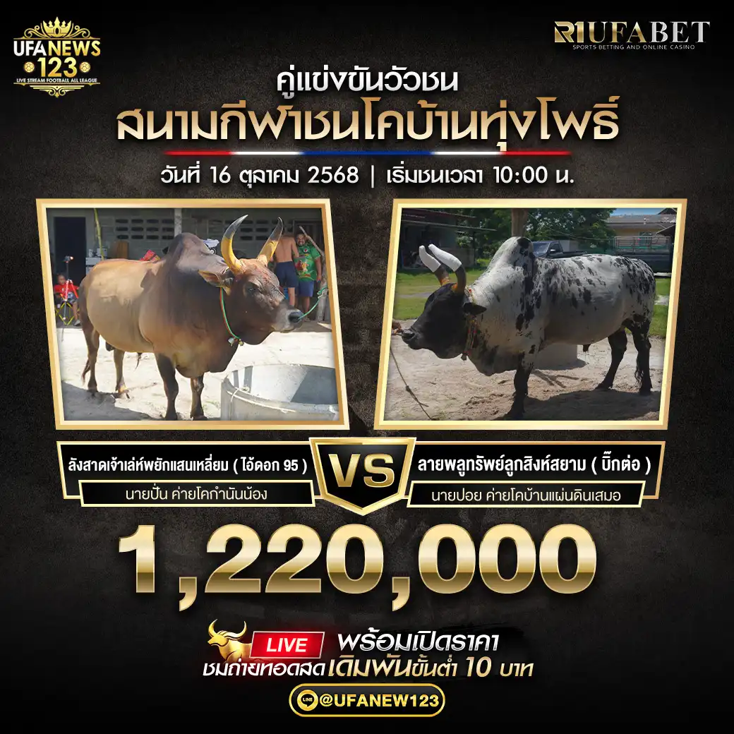 โหนดหลังขาวพิมอรัญยอดชูชัย (กังฟู) VS แดงงามพระสังข์ทอง (พบรัก) ชิงรางวัล 1,020,000 บาท 16 ตุลาคม 2568
