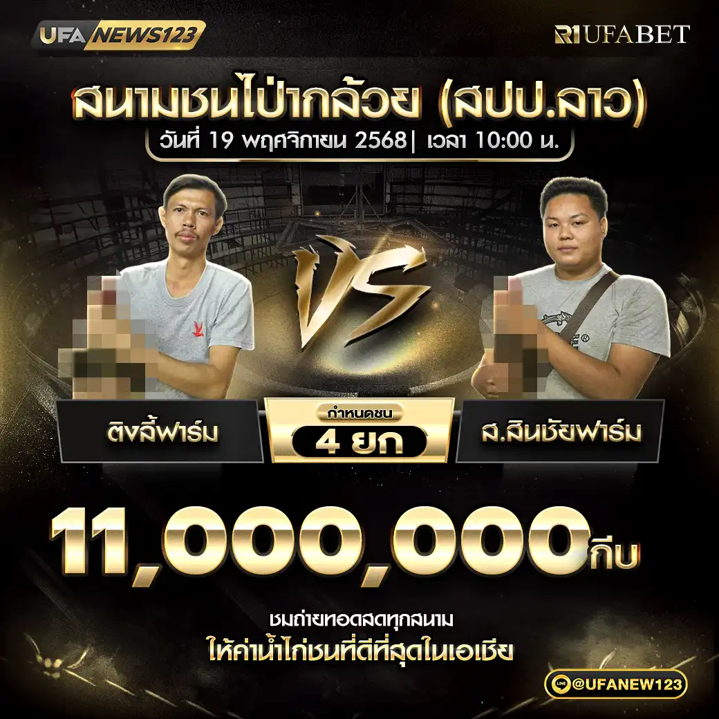 ติงลี้ฟาร์ม VS ส.ลินชัยฟาร์ม ชน 4 ยก ชิงรางวัล 11,000,000 กีบ 19 พฤศจิกายน 2568