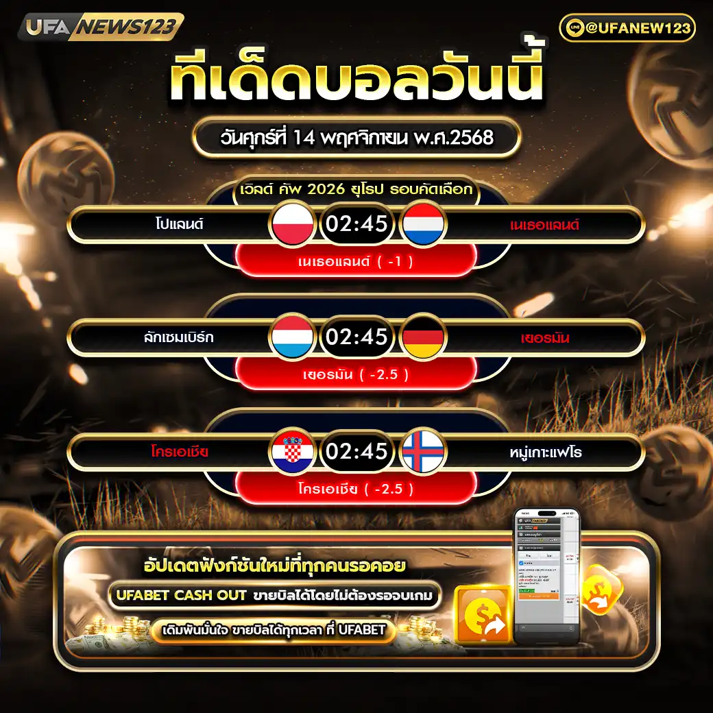 ทีเด็ดบอล แจกบอลสเต็ป 3 คู่ วันที่ 14 พฤศจิกายน 2568