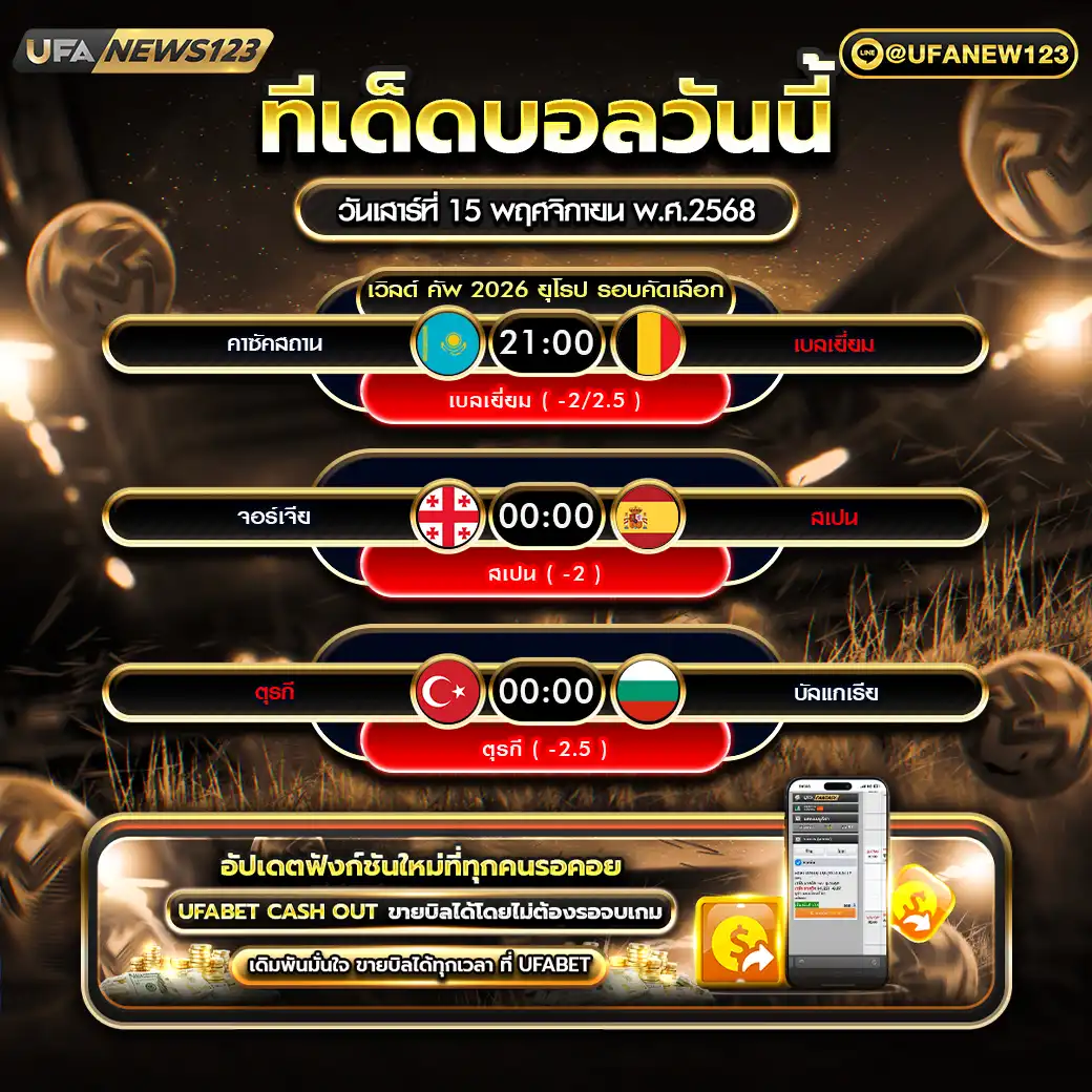 ทีเด็ดบอล แจกบอลสเต็ป 3 คู่ วันที่ 15 พฤศจิกายน 2568
