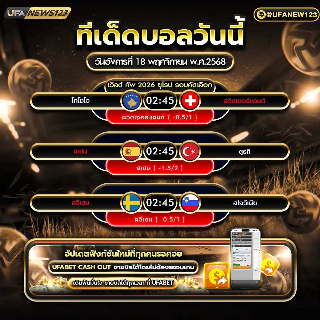 ทีเด็ดบอล แจกบอลสเต็ป 3 คู่ วันที่ 18 พฤศจิกายน 2568