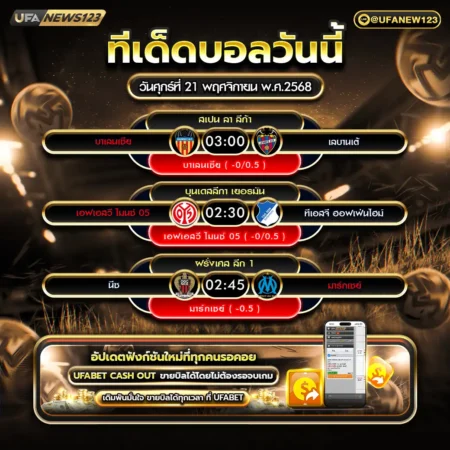 ทีเด็ดบอล 21 พฤศจิกายน 2568