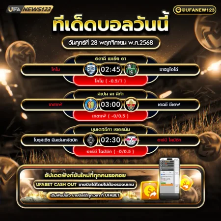 ทีเด็ดบอล 28 พฤศจิกายน 2568