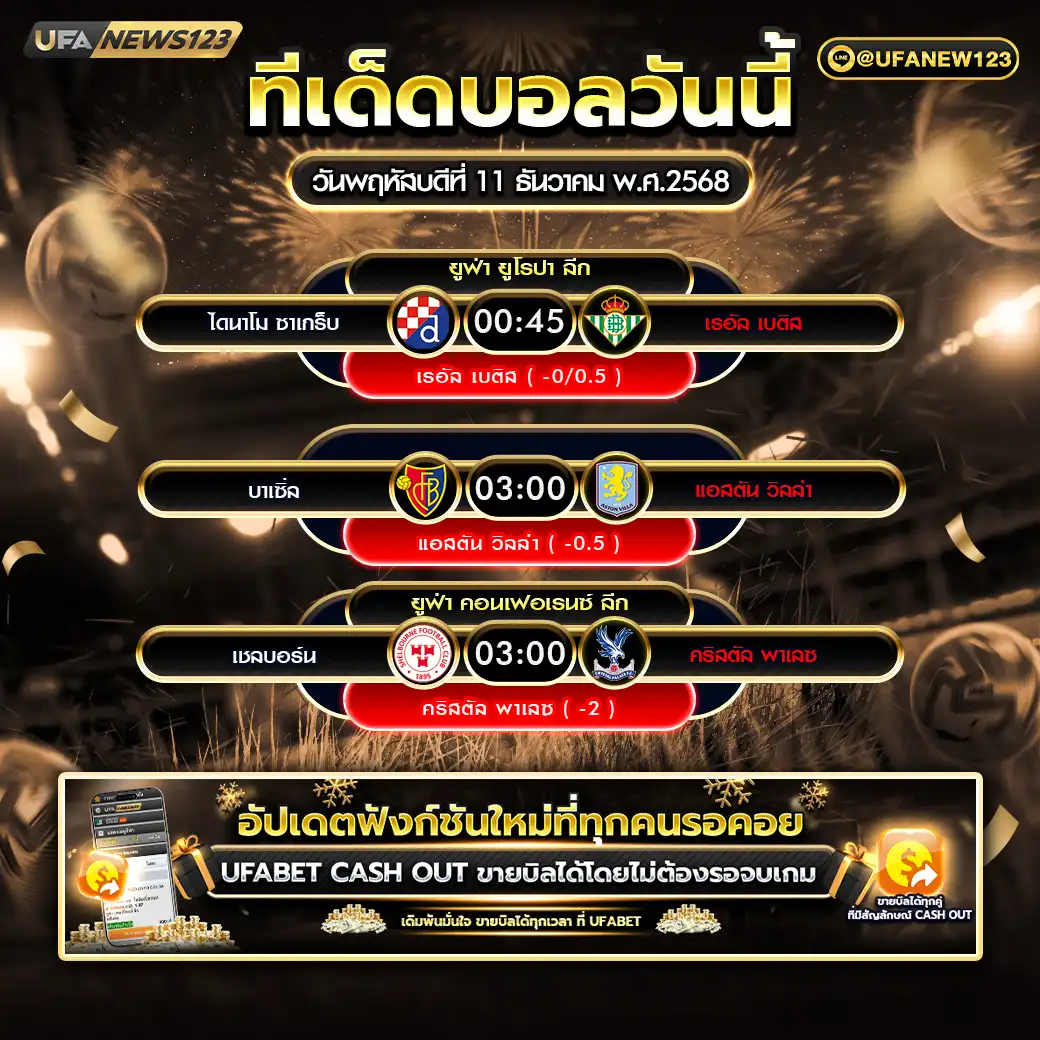 ทีเด็ดบอล แจกบอลสเต็ป 3 คู่ วันที่ 11 ธันวาคม 2568